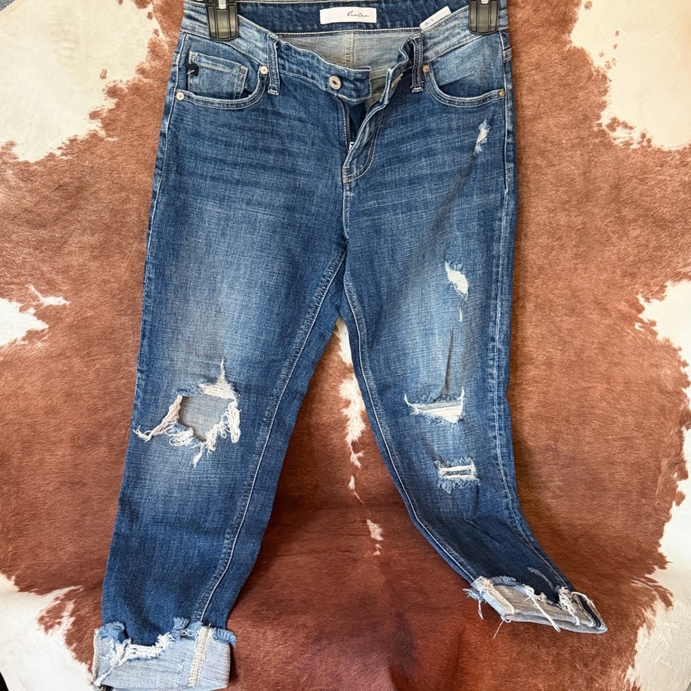 Anthropologie Blue Distressed Boyfriend Jeans